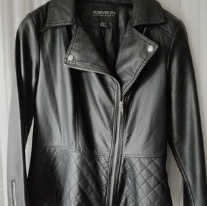 Leather peplum jacket